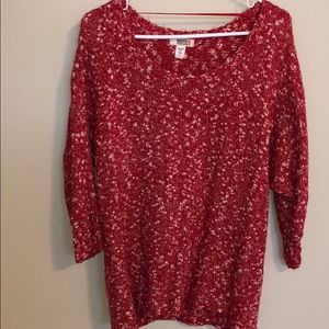 Large red and white sweater